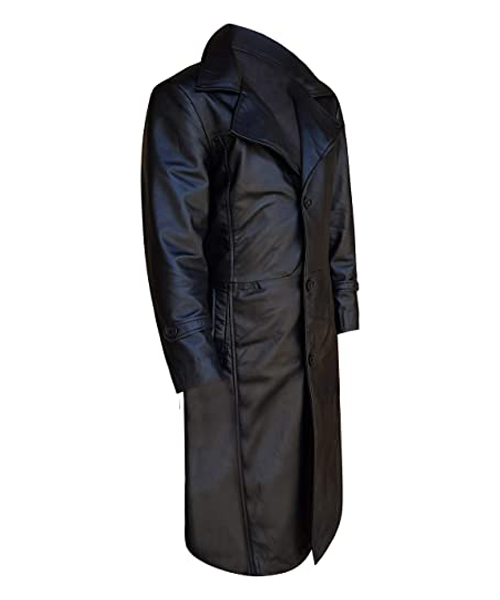 Black leather duster