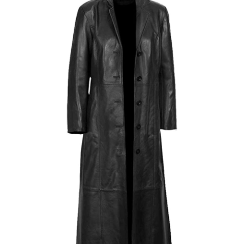 Black leather trench coat womens