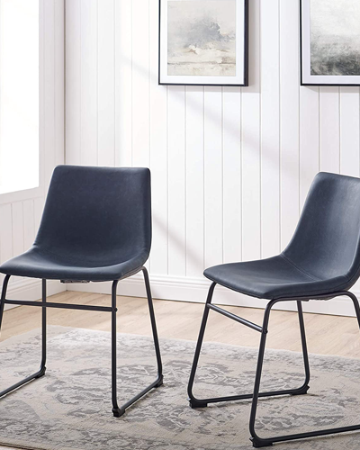 Blue Leather Dining Chairs