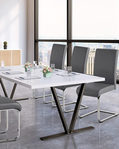 Gray Leather Dining Chairs