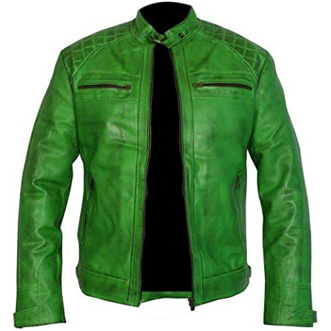 Green leather jacket mens