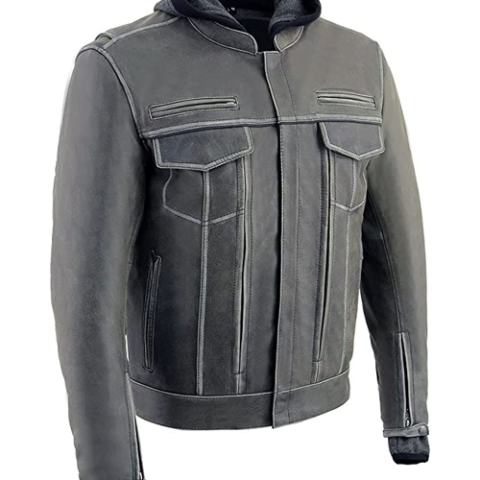 Grey leather jacket mens