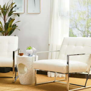 Leather Accent Chair White