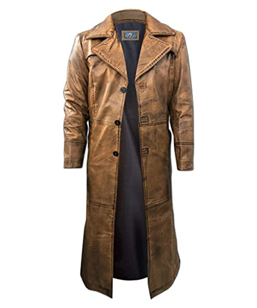 Leather duster coat