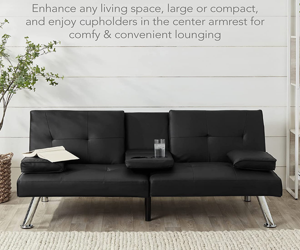 Black Leather Reclining Sofa