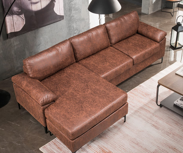Brown Leather Couch Sectional