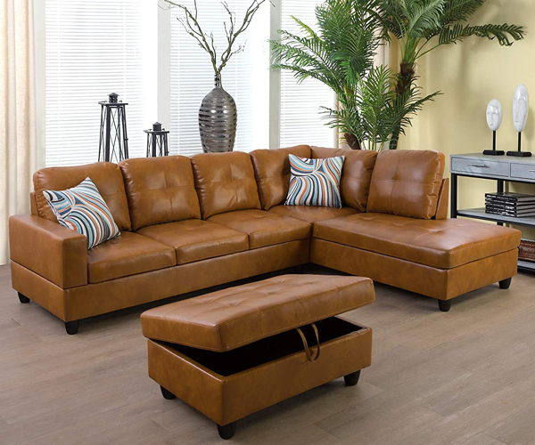 Caramel Leather Sectional