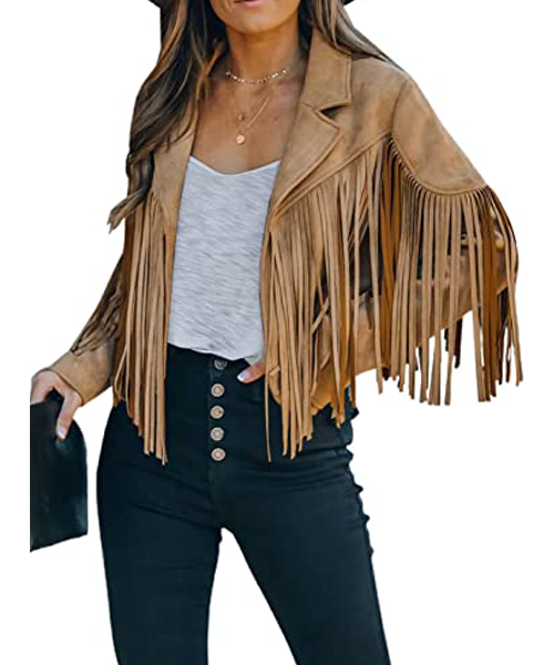 cropped brown leather jacket