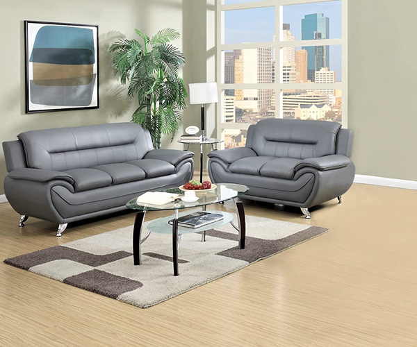Grey Leather Living Room Sets
