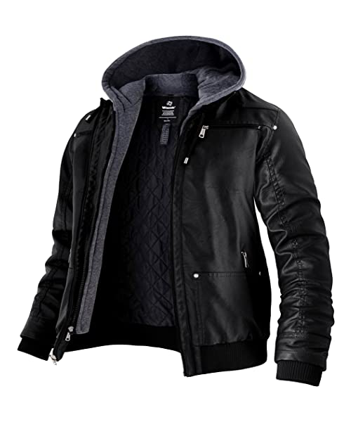mens black faux leather jacket