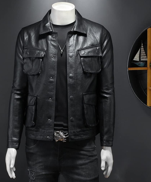 mens cropped leather jacket