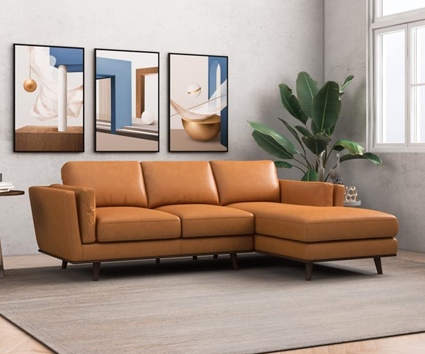 Mid Century Leather Sectional