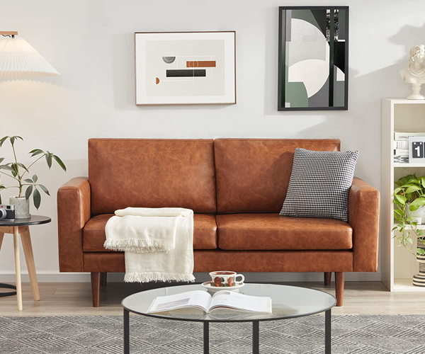 Modern Brown Leather Couch