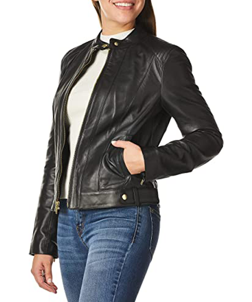 quilted leather jacket womens