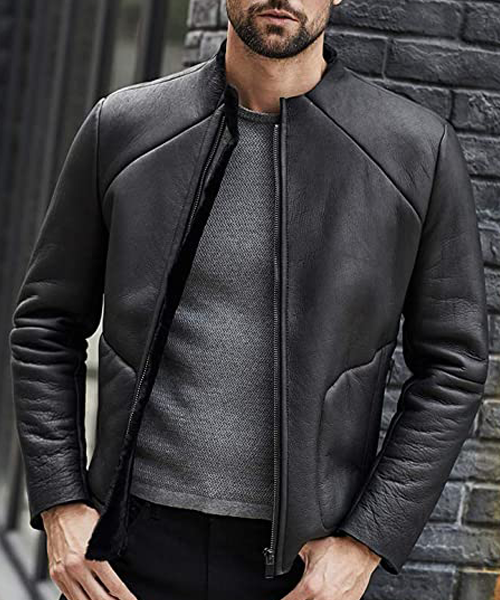 short leather jacket mens